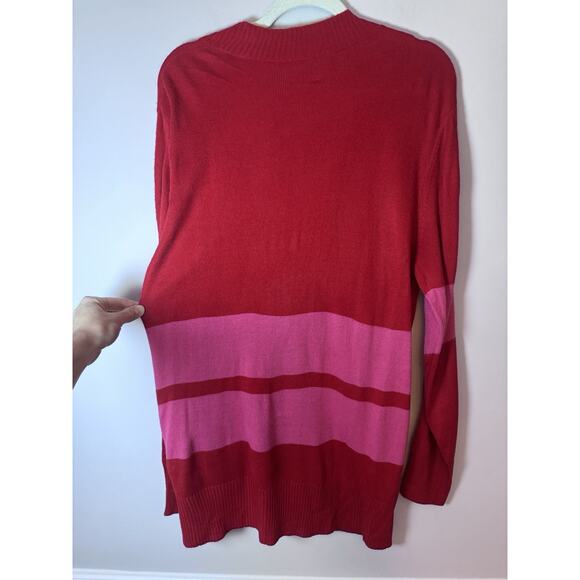 Madeleine Thompson Womens Red Knit Ribbed Trim Cardigan Sweater L NWT Valentine - Picture 7 of 12